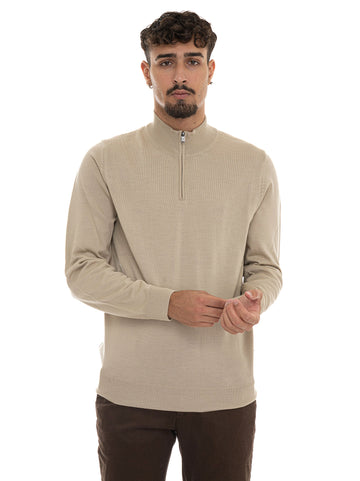 BOSS Men's EBENJI Beige Half-Zip Pullover