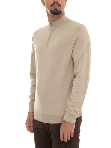 BOSS Men's EBENJI Beige Half-Zip Pullover