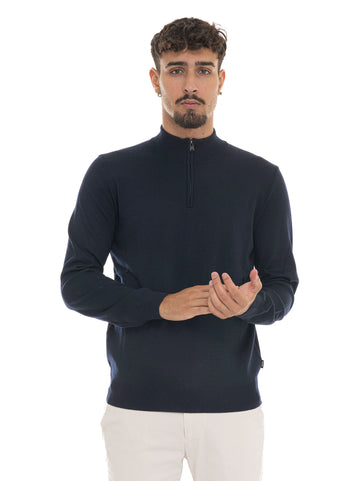 Pullover mezza zip  EBENJI Blu BOSS Uomo