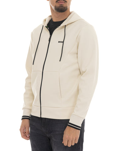 BOSS Men's FZ-HOODIE-ZONE Cream Sweatshirt