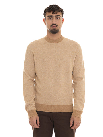 BOSS Men's H-HESTRO Beige Crew Neck Sweater