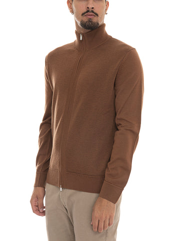 BOSS Men's H-ILLARIONE Double-Slider Zip Cardigan in Brown