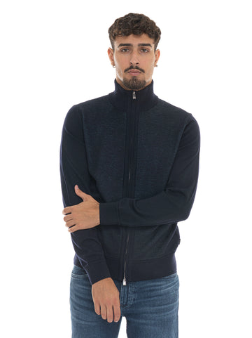 Cardigan zip con doppio cursore  H-ILLARIONE Blu BOSS Uomo