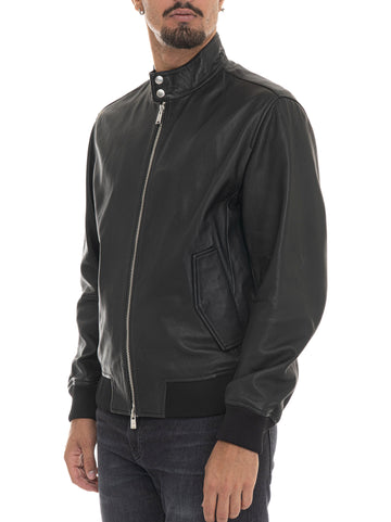 Giubbino in pelle H-MOINER Nero BOSS Uomo
