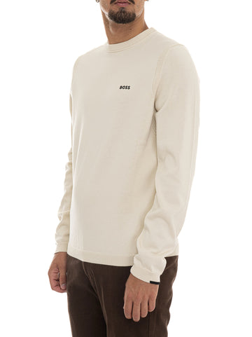 BOSS Men's K-EVER-X-CN Crew Neck Sweater in Cream