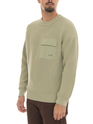 KALAMARO Crew Neck Sweater - Green BOSS Men