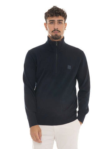 Pullover mezza zip  KANOBIX-S Blu BOSS Uomo