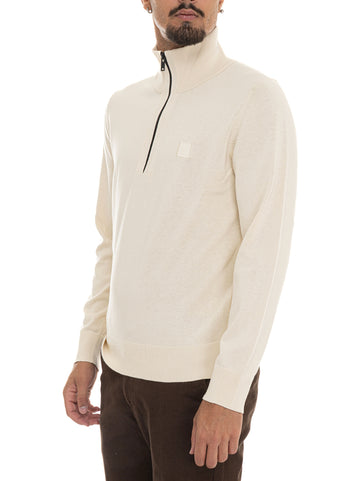 BOSS Men's KANOBIX-S Beige Half-Zip Pullover