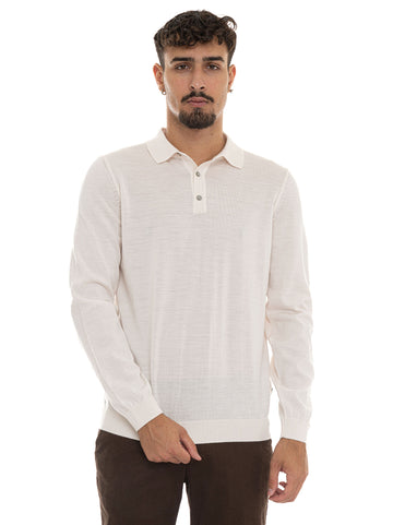 Polo manica lunga LANCIONE Panna BOSS Uomo