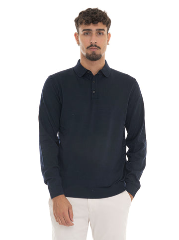 Polo manica lunga LANCIONE Blu BOSS Uomo