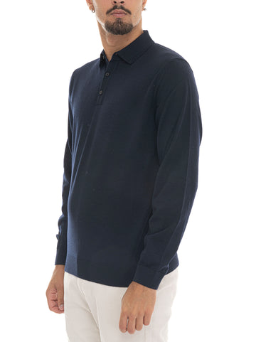 Polo manica lunga LANCIONE Blu BOSS Uomo