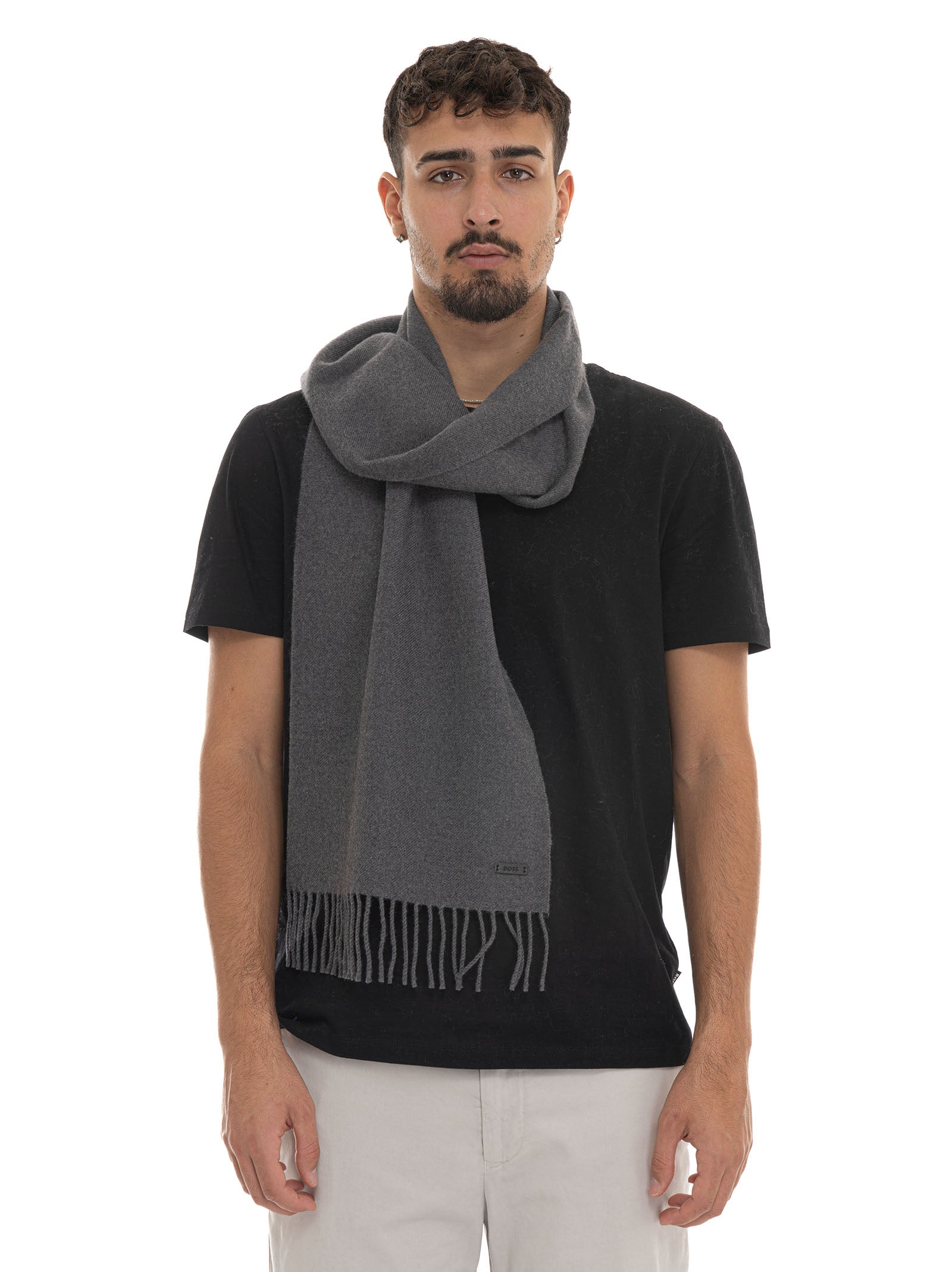 Sciarpa con perle grigio scuro melange Sciarpa con perle grigio scuro melange