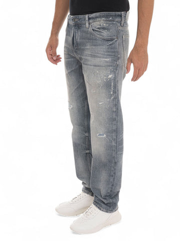 BOSS Men's OGDEN-BO 5-Pocket Jeans with Distressing in Grey Denim
