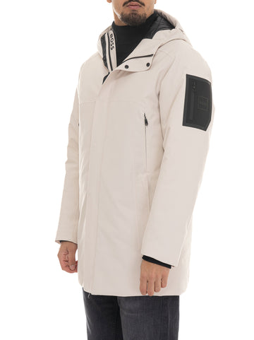 BOSS Men's OW-HEXATECH-PARKA Jacket in Cream