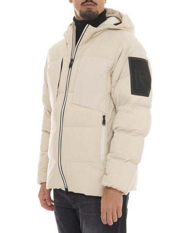 BOSS Men's OW-RIPLITE-PUFFER-HD Hooded Jacket in Cream