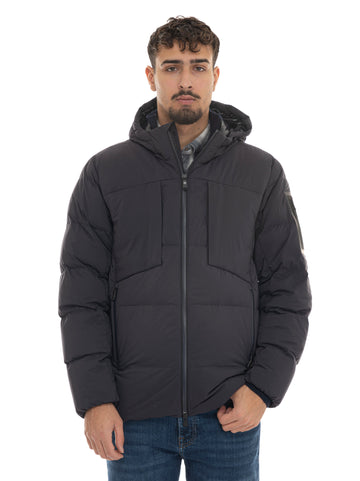 BOSS Men's OW-RIPLITE-PUFFER-HD Hooded Jacket Blue