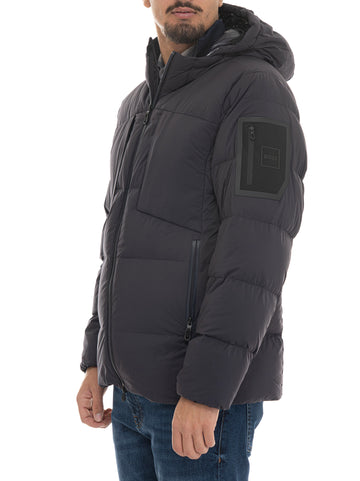 BOSS Men's OW-RIPLITE-PUFFER-HD Hooded Jacket Blue