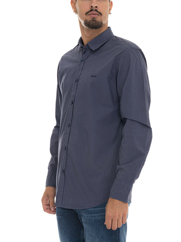 Camicia cotone manica lunga RELEGANT-6-M Blu BOSS Uomo