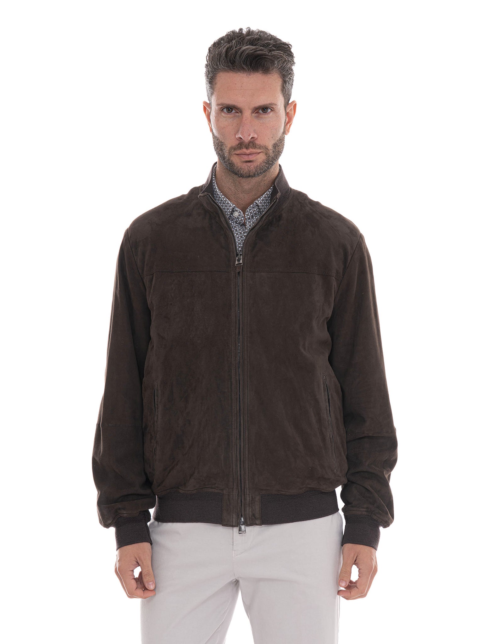 Canali Men's Brown Leather Jacket