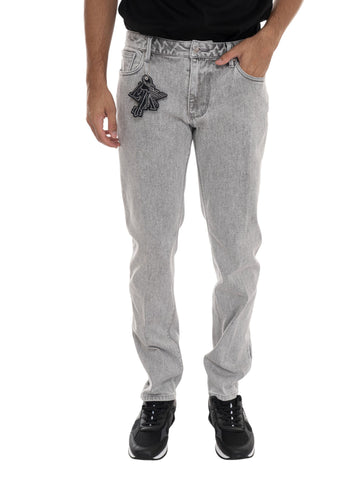 Jeans 5 tasche Denim grigio Emporio Armani Uomo