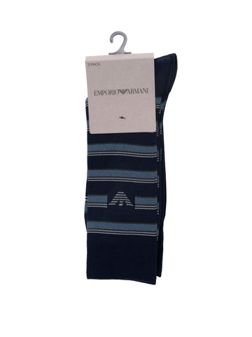 Set 3 Calzini Blu Emporio Armani Uomo