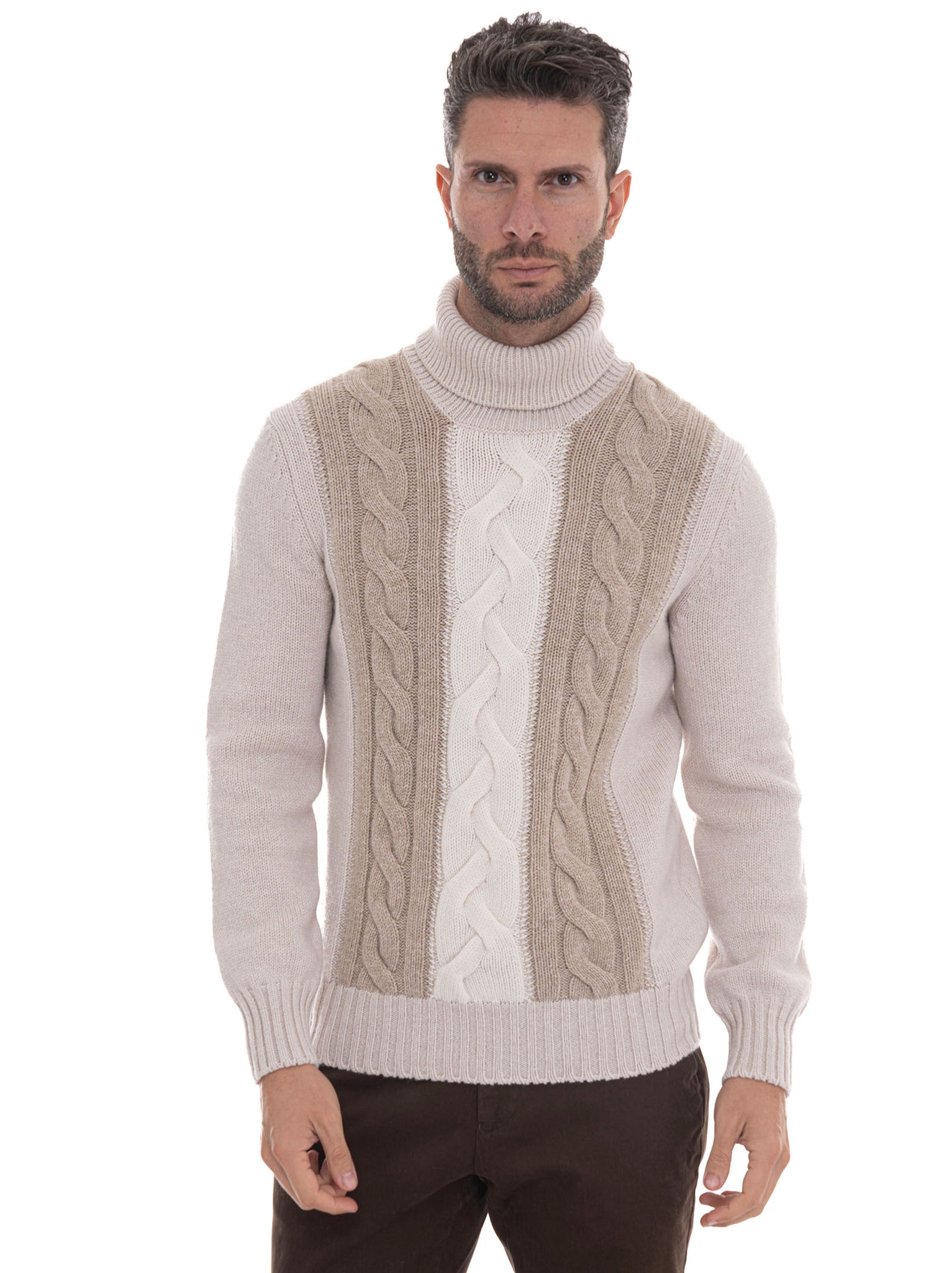 Gran Sasso Men's Beige Turtleneck Sweater
