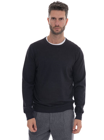 Gran Sasso Men's Anthracite Crewneck Sweater