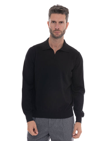 Gran Sasso Men's Black Polo Shirt