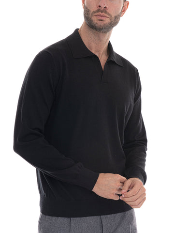 Gran Sasso Men's Black Polo Shirt