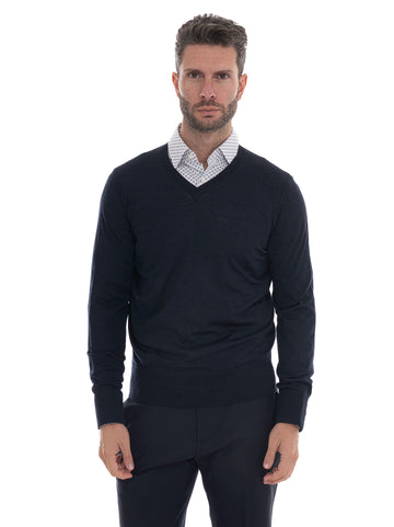 Maglia collo a V Blu Hindustrie Uomo