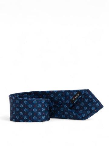 Cravatta in seta Azzurro-rosso Kiton Uomo