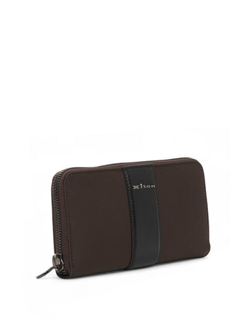 Portafoglio zip around Marrone-nero Kiton Uomo