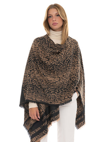Poncho Marrone-beige Liu Jo Donna