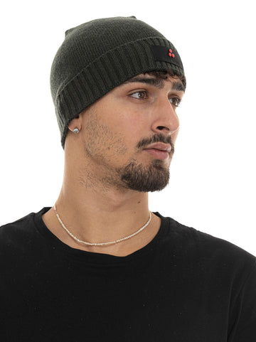 Cappello con risvolto logato SILLI05 Verde Peuterey Uomo