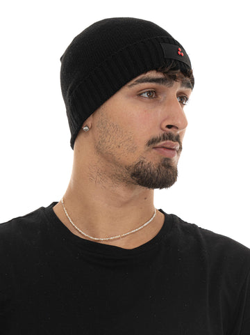 Cappello con risvolto logato SILLI05 Nero Peuterey Uomo