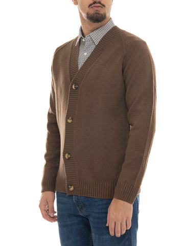 Cardigan bottoni Marrone Quality First Uomo