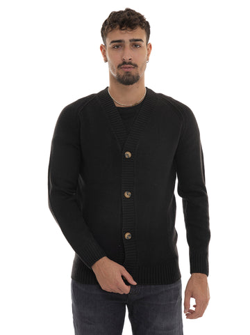 Cardigan bottoni Nero Quality First Uomo