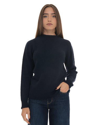 Maglia girocollo Blu Quality First Donna