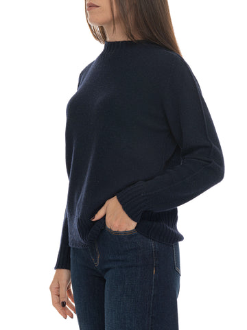 Maglia girocollo Blu Quality First Donna