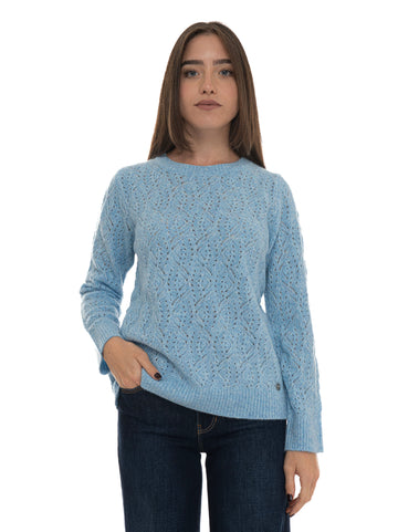 Maglia girocollo Celeste Quality First Donna