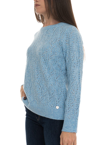 Maglia girocollo Celeste Quality First Donna