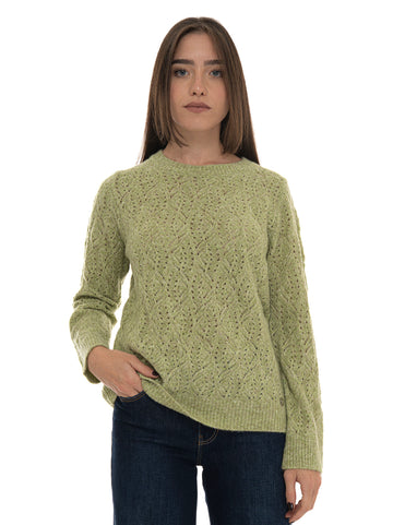 Maglia girocollo Verde Quality First Donna