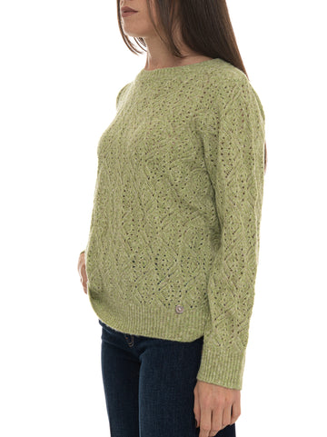 Maglia girocollo Verde Quality First Donna