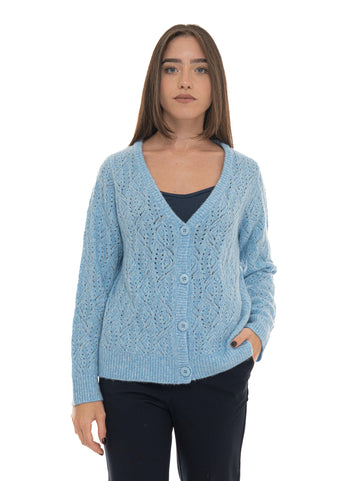 Cardigan bottoni Azzurro Quality First Donna