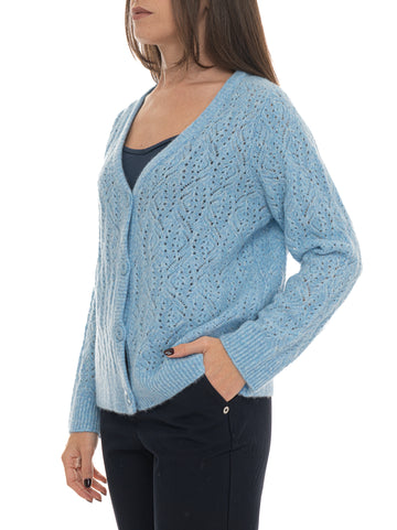 Cardigan bottoni Azzurro Quality First Donna