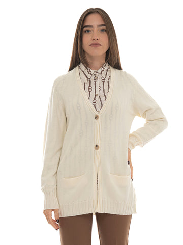 Cardigan in lana Latte Quality First Donna