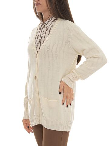 Cardigan in lana Latte Quality First Donna