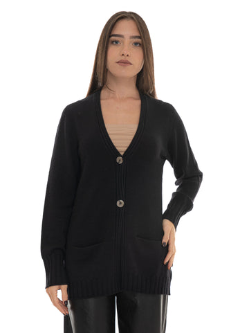 Cardigan in lana Nero Quality First Donna