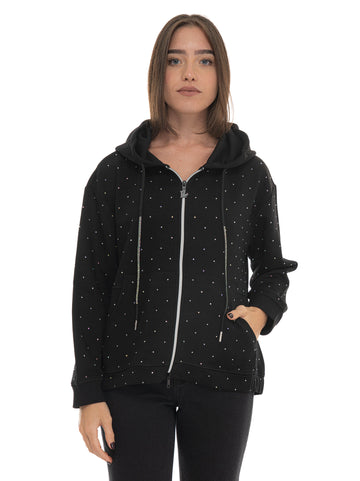 Felpa con cappuccio Nero Quality First Donna