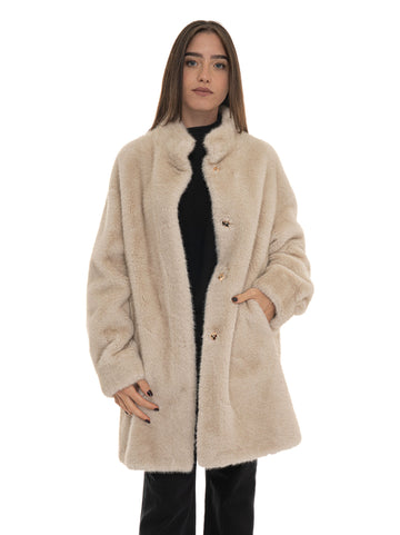 Pelliccia lunga Sabbia Quality First Donna